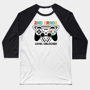 2nd Grade Level Unlocked Video Gamer Back to School Boys Baseball T-Shirt